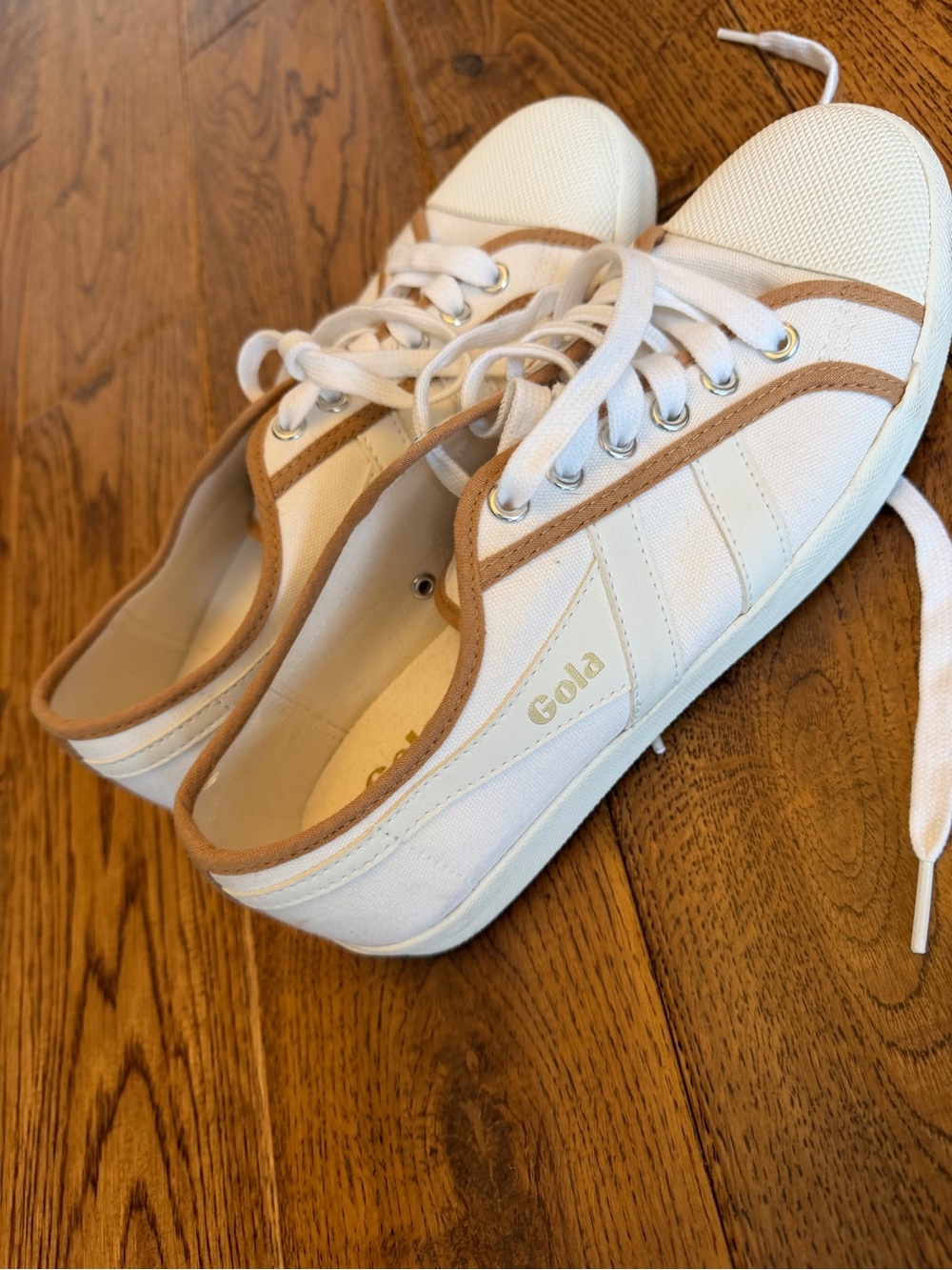 Gola x J Crew Coaster Smash Low sneakers never worn size 8 ladies white gold - Picture 2 of 7